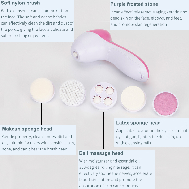 Brosse nettoyante visage 5 en  - Electric Face Cleanser Brush avis et prix