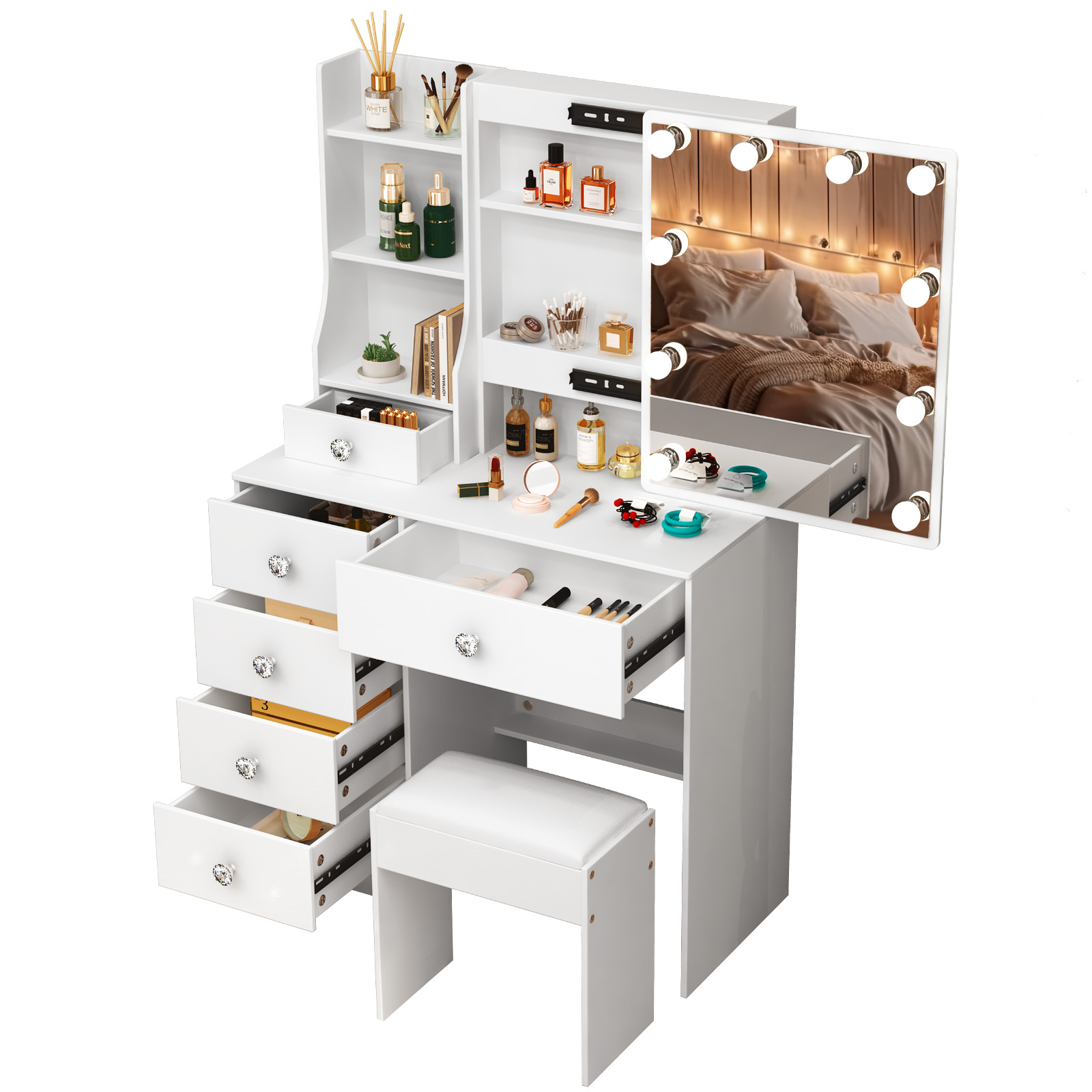 Coiffeuse blanche avec miroir  - X Beauty Makeup avis et prix